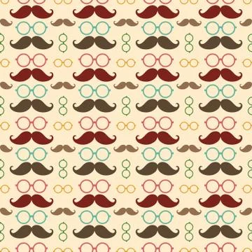 Seamless pattern with mustache and glasses イラスト素材