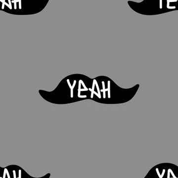Seamless pattern with mustache and graffiti Yeah. Stock Illustration