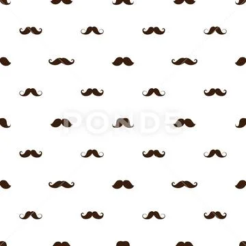 Seamless pattern with a mustache various forms, vector illustration Illustration