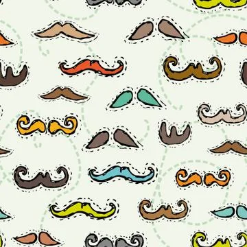 Seamless pattern with  mustache. Vector Stock Illustration