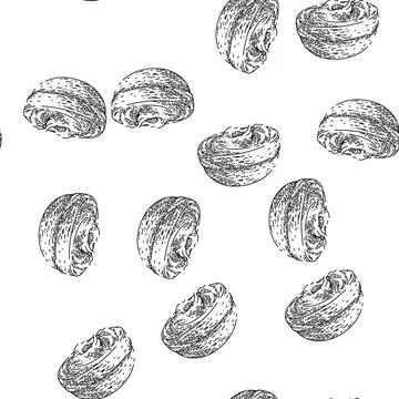 Seamless pattern mustard bowl sketch hand drawn Stock Illustration