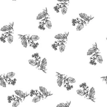 Seamless pattern mustard plant sketch hand drawn Illustrazione stock