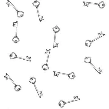 Seamless pattern mystery skeleton key sketch hand drawn 스톡 일러스트