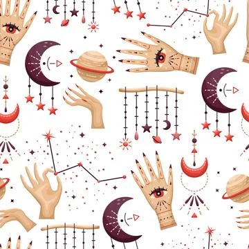 The seamless pattern with mystical astrological vector illustrations. Magic s Stock-Illustration