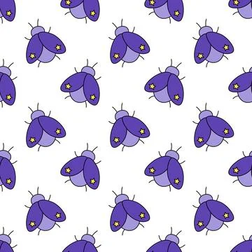 Seamless pattern with mystical bugs. Celestial insects with stars Stock Illustration