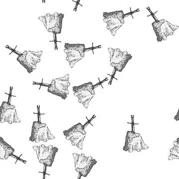 Seamless pattern myth sword stone sketch hand drawn Ilustração Stock
