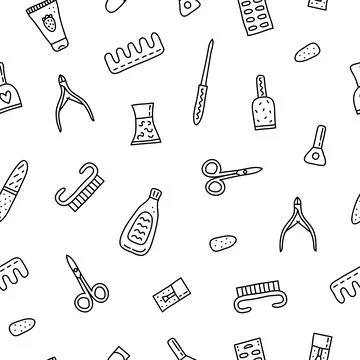 Seamless pattern with nail salon icons. Illustrazione stock