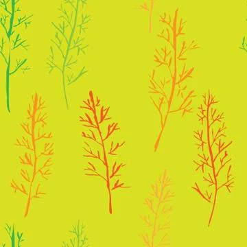 Seamless pattern with naked trees. Hand drawn grunge ink background. Vector イラスト素材