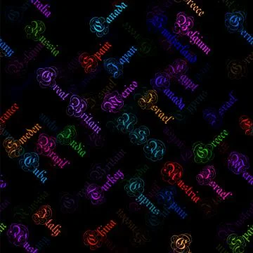 Seamless pattern with name countries of the world. Creative background Stock Illustration