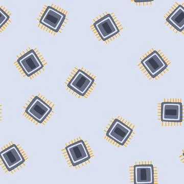Seamless pattern nanotechnology microchip cartoon vector Illustrazione stock
