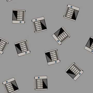 Seamless pattern Nas server illustrating data storage and networking concept 库存插图