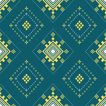 Seamless pattern native Diamond and square shape fabric and carpet Stock Illustration