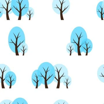 Seamless Pattern Natural Background with Winter Trees. Vector Illustration 스톡 일러스트