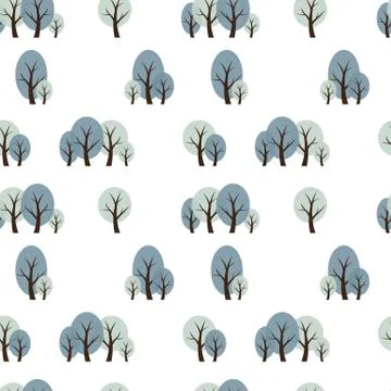 Seamless Pattern Natural Background with Winter Trees. Vector Illustration Stockillustratie