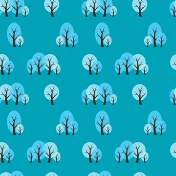 Seamless Pattern Natural Background with Winter Trees. Vector Illustration Illustrazione stock