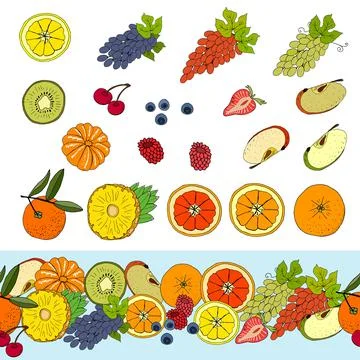 Seamless pattern with natural juice and fruit. Stock Illustration
