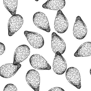 Seamless pattern natural sesame seed sketch hand drawn Stock Illustration