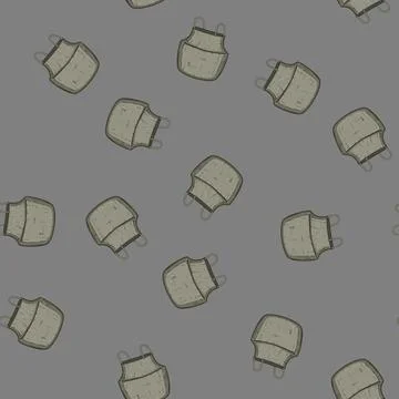 Seamless pattern natural wicker laundry basket cartoon vector Stock Illustration