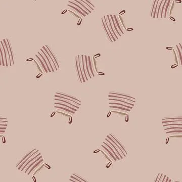 Seamless pattern natural wicker laundry basket cartoon vector Stock Illustration