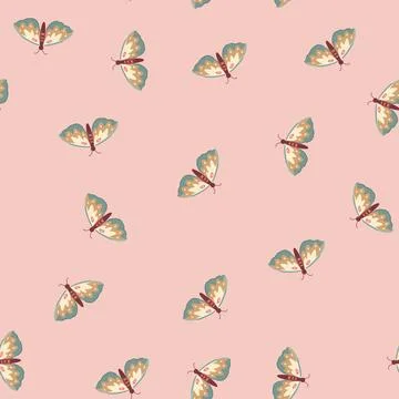 Seamless pattern nature boho moth cartoon vector Stock Illustration