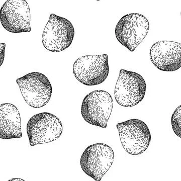 Seamless pattern nature chestnut sketch hand drawn Illustrazione stock