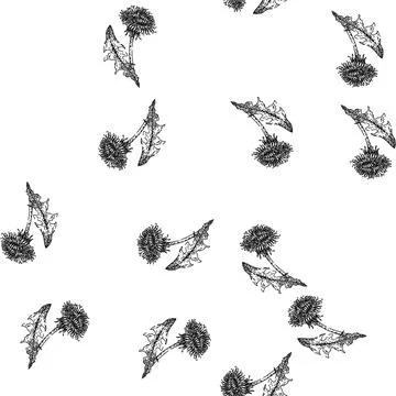Seamless pattern nature dandelion sketch hand drawn Stock Illustration