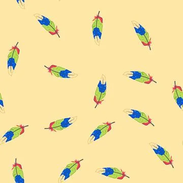 Seamless pattern nature feather exotic bird cartoon vector Illustrazione stock