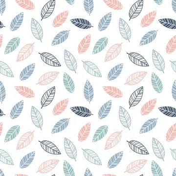 Seamless pattern of nature. Floral background with leaves. Cute elegant orn.. Stock Illustration