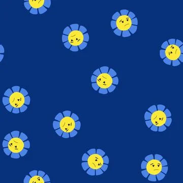 Seamless pattern nature flower face cartoon vector Illustrazione stock
