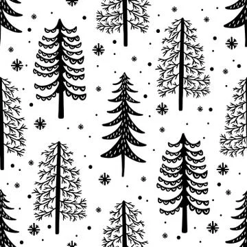 Seamless pattern nature forest wildlife Canada.Season winter park. Stock Illustration
