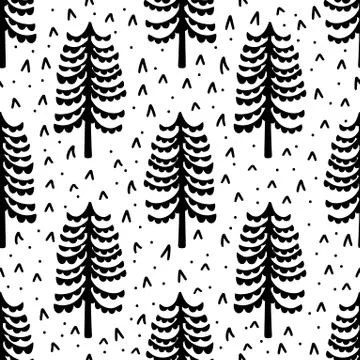 Seamless pattern nature forest wildlife Canada.Season winter park. Stock Illustration
