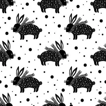 Seamless pattern nature forest wildlife Canada.Season winter park. Stock Illustration