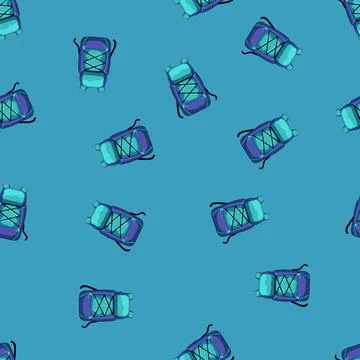 Seamless pattern nature hiking backpack cartoon vector Illustrazione stock