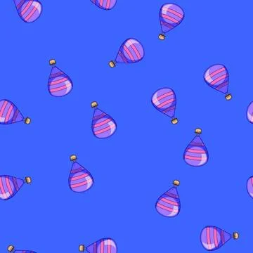 Seamless pattern nature hot air balloon cartoon vector Illustrazione stock
