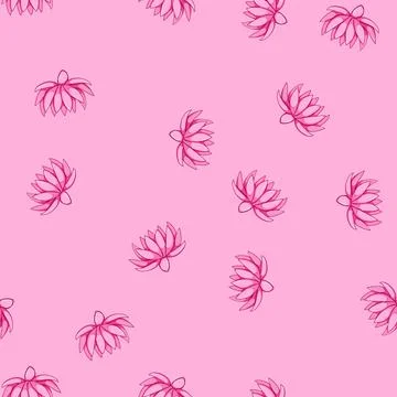 Seamless pattern nature lotus flower cartoon vector Stock Illustration