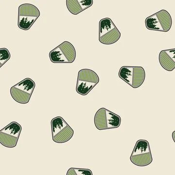 Seamless pattern nature retro forest badge cartoon vector Illustrazione stock
