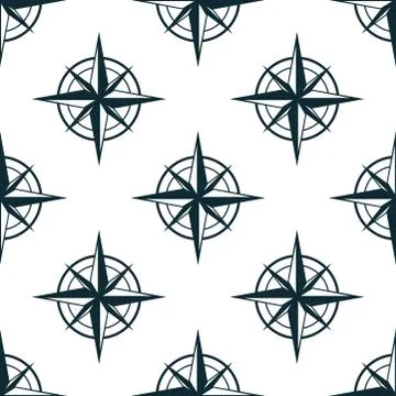 Seamless pattern with nautical compasses Illustrazione stock