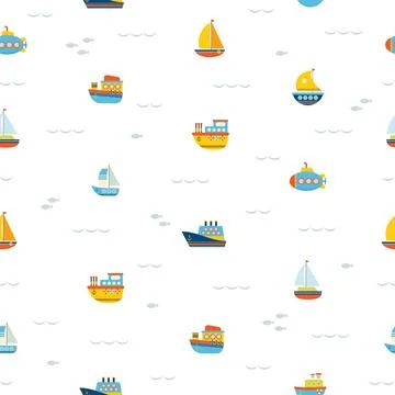 Seamless pattern with nautical design elements. Marine concept background. .. 스톡 일러스트