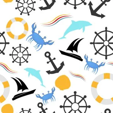 Seamless pattern with nautical elements Stock-Illustration