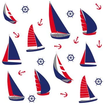 Seamless pattern with nautical elements Stock Illustration