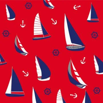 Seamless pattern with nautical elements Stock Illustration