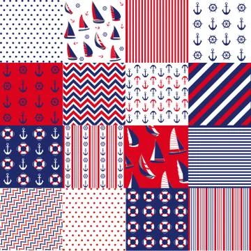 Seamless pattern with nautical elements Stock Illustration