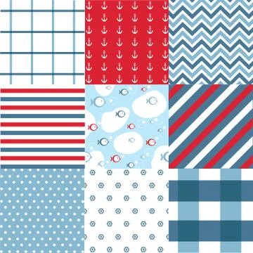 Seamless pattern with nautical elements Stock Illustration