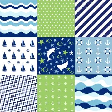 Seamless pattern with nautical elements Stock Illustration