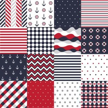 Seamless pattern with nautical elements Stock Illustration