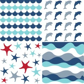 Seamless pattern with nautical elements Stock Illustration