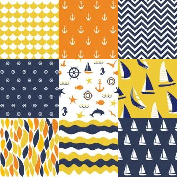 Seamless pattern with nautical elements イラスト素材