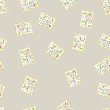 Seamless pattern navigation map cartoon vector Stock Illustration