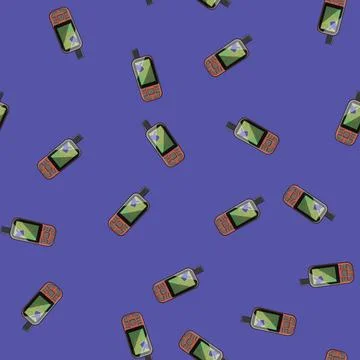 Seamless pattern navigator gandheld gps cartoon vector 库存插图