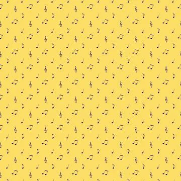 Seamless Pattern of navy blue musical notes on daffodil yellow background 스톡 일러스트
